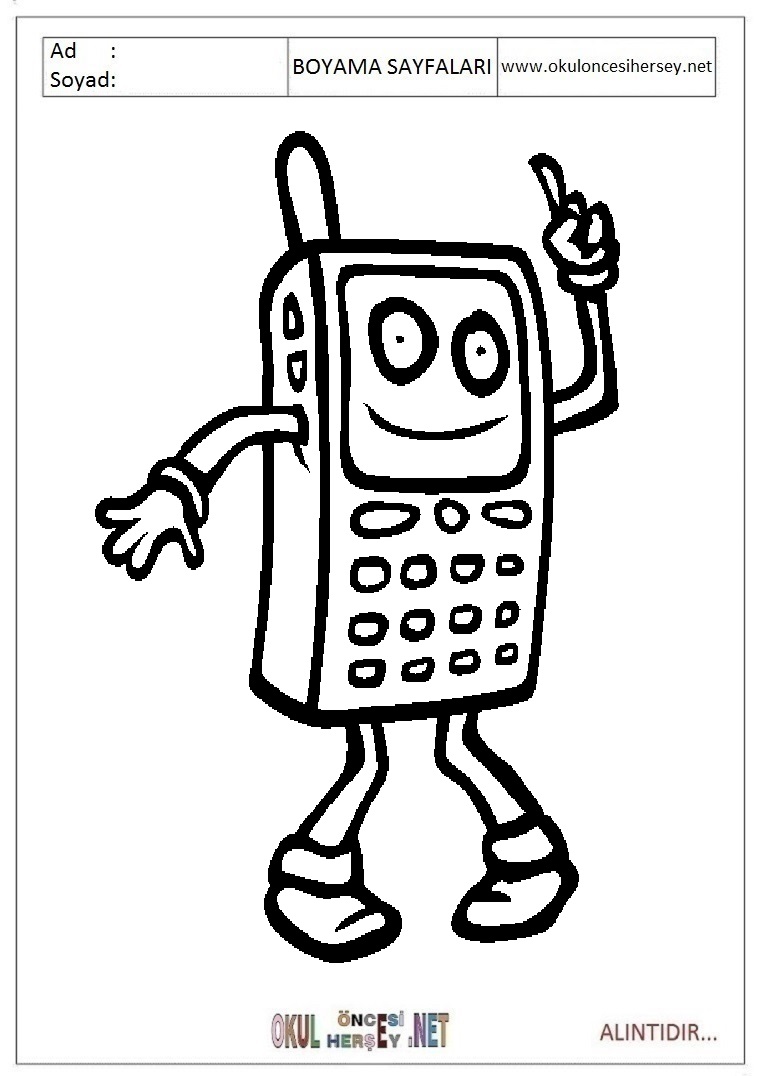 Çocuklar İçin Cep-Telefonu Boyama Sayfaları 